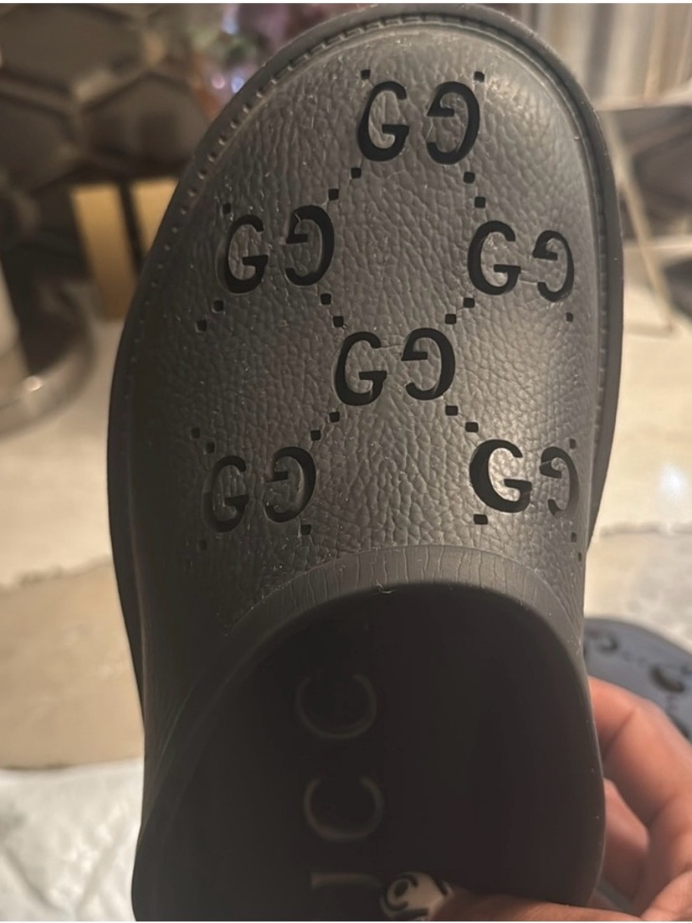 Gucci Black Logo-Embossed Slip-On Clog